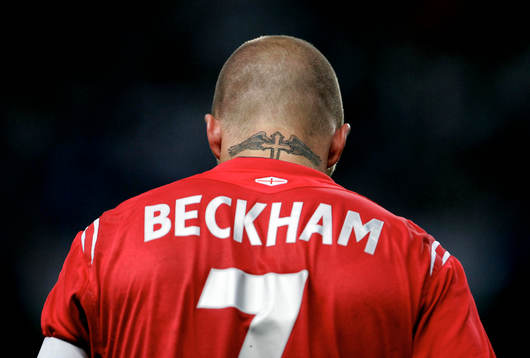 David Beckham, England. Tatuering