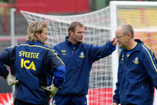 Torbjörn Nilsson, förbundskapten och Johan Wiland