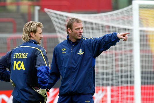 Torbjörn Nilsson, förbundskapten och Johan Wiland