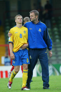 Torbjörn Nilsson, förbundskapten och Samuel Holmén,
