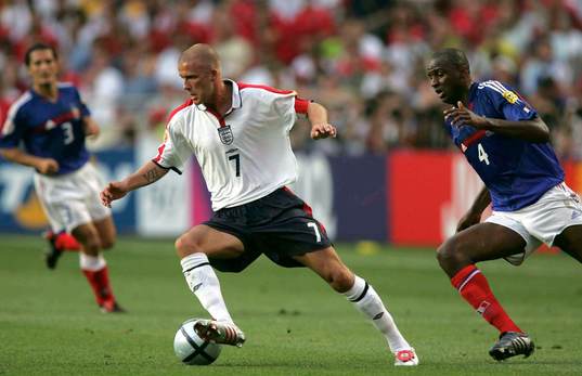 David Beckham, England och Patrick Vieira, Frankrike