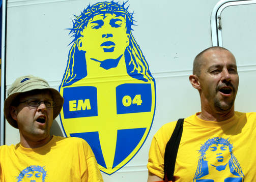 Det svenska supporterlägret på campingen i Cascais. Ett