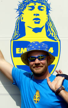 Det svenska supporterlägret på campingen i Cascais. Ett