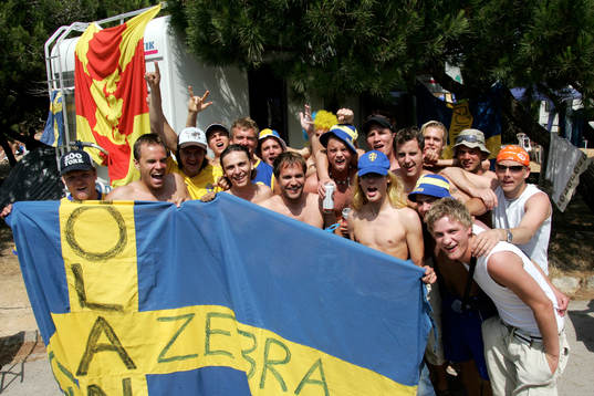 Det svenska supporterlägret på campingen i Cascais. Här