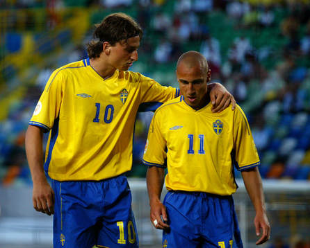 Fotboll, EM, Zlatan Ibrahimovic och Henrik Larsson, Sverige