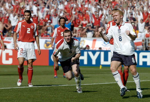 Wayne Rooney, England, jubel med Paul Scholes