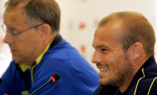 Lars Lagerbäck, förbundkapten och Fredrik Ljungberg