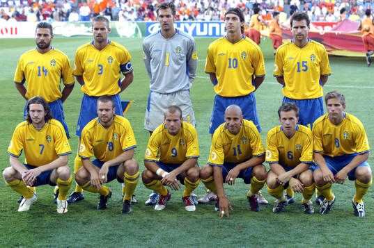 Sveriges startelva. Bakre fr v; Alexander Östlund, Olof
