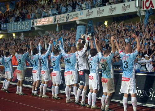 Fotboll, Allsvenskan, Malmö FF, jubel, tackar publiken