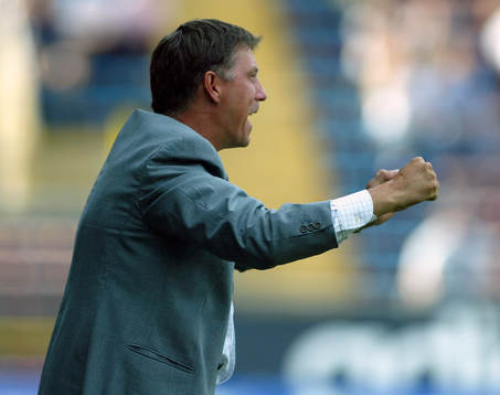 Kjell Jonevret, tränare Djurgården jublar (Jubel)