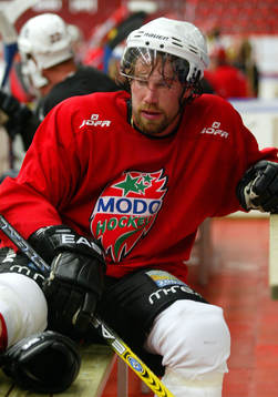 Peter Forsberg på is-träning med Modo