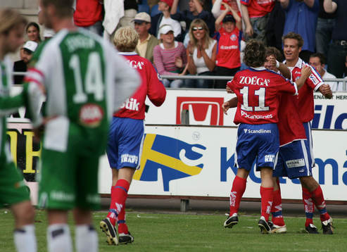Fotboll. Allsvenskan. Helsingborg - Hammarby. Jubel,