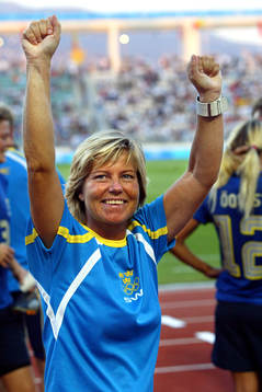 Marika Domanski Lyfors, tränare Sverige är glad