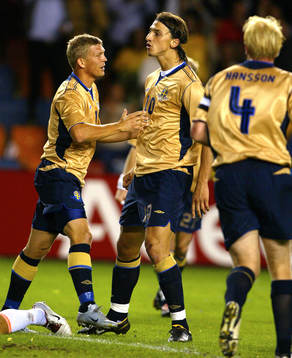 Marcus Allbäck och Zlatan Ibrahimovic, Sverige