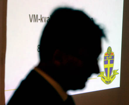 Sveriges tränare Lars Lagerbäck och Roland Andersson
