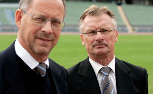 Sveriges tränare Lars Lagerbäck och Roland Andersson