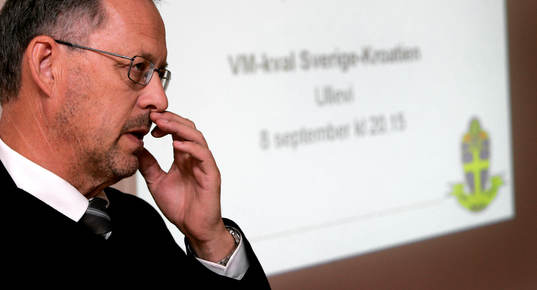 Sveriges tränare Lars Lagerbäck och Roland Andersson