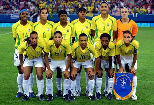 Den brasilianska startelvan, (b.r) Elaine, Daniela,