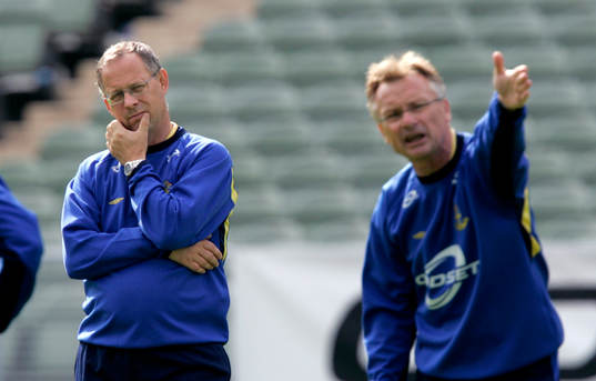 Lars Lagerbäck och Roland Andersson, förbundskapten