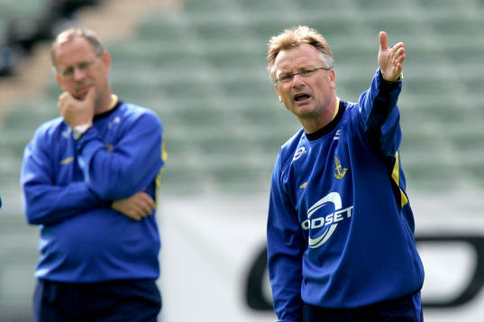 Roland Andersson och Lars Lagerbäck, förbundskapten