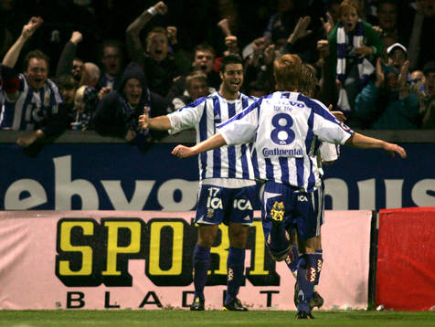 Patric Andersson jubel med George Mourad, Göteborg