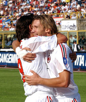 Inzaghi och Shevchenko, Milan, jubel