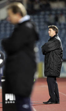 Kjell Jonevret, tränare Djurgården och Tom Prahl,