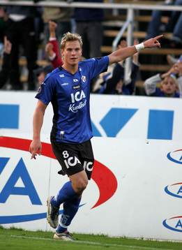 Tremålsskytten Markus Rosenberg, Halmstad, jubel