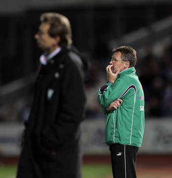 Anders Linderoth, tränare Hammarby och Tom Prahl, tränare