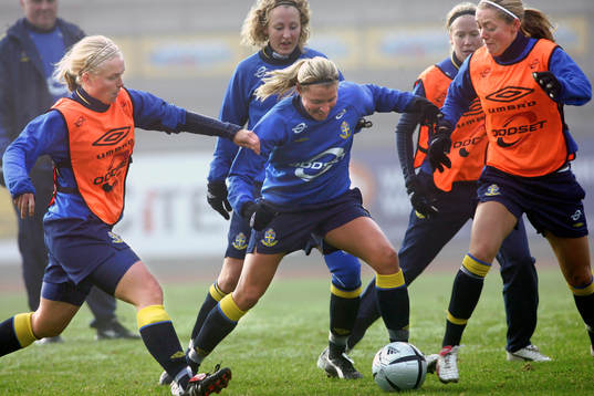 Fotboll, Dam, VM-Kval, Träning Sverige