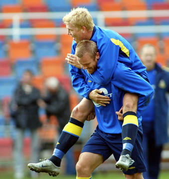 Olof Mellberg och Marcus Allbäck, Sverige