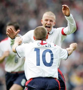 David Beckham och Micheal Owen, England (Jubel)