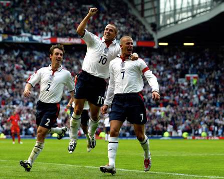 David Beckham, Gary Neville och Michael Owen, England