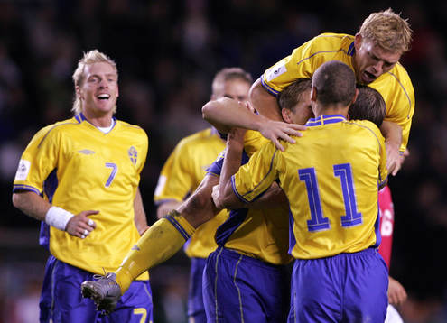 Anders Svensson, Marcus Allbäck och Henrik Larsson,