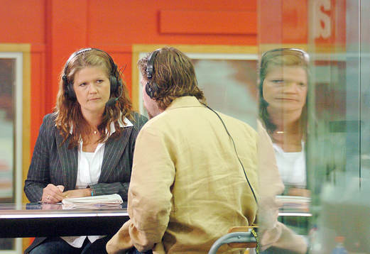 Marie Lehmann (Kommentator, Journalist) och Peter Forsberg