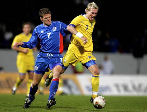 Christian Wilhelmsson, Sverige och Hermann Hreidarsson,