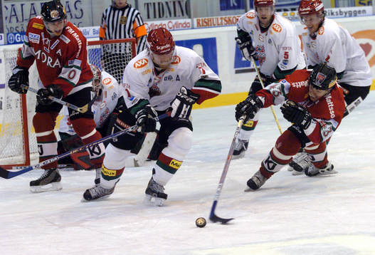 Shawn Horcoff och Anders Nilsson, Mora och Jesper Damgaard,