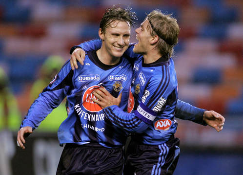 Djurgårdens glada målskyttar Andreas Johansson och Johan