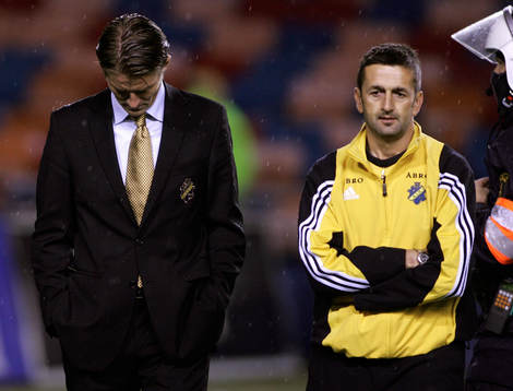 Patrick Englund och Nebojsa Novakovic, tränare AIK