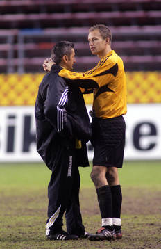 Nebojsa Novakovic och Håkan Svensson, målvakt, AIK, depp