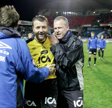 Conny Johansson, målvakt och Jan Andersson, tränare,