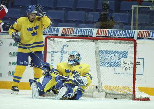 Henrik Lundqvist, målvakt och Andreas Lilja, Sverige, depp