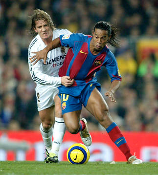 Ronaldinho, Barcelona och Salgado, Real Madrid