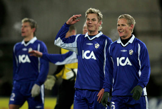 Markus Rosenberg och Magnus Andersson, Halmstad, glada