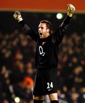Manuel Almunia, målvkt, Arsenal jubel