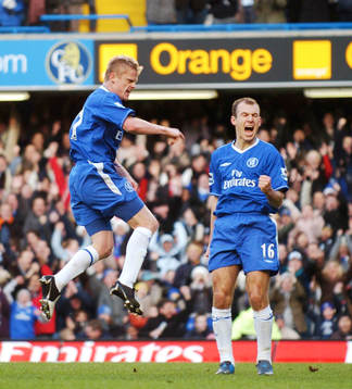 Damien Duff, Chelsea, jubel med Arjen Robben