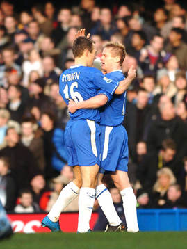 Damien Duff, Chelsea, jubel med Arjen Robben