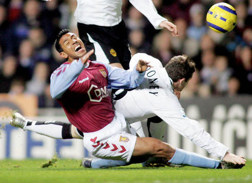 Fotboll, engelsk, premier league, Aston Villa - Manchester