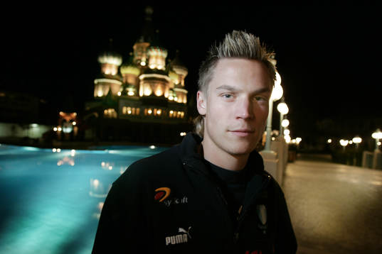 Markus Rosenberg, utanför Kremlin Hotell där laget bor