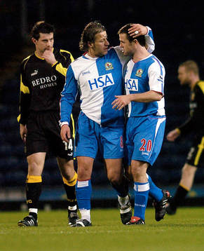 David Thompson, Blackburn och Kerimoglou Tugay jublar medan